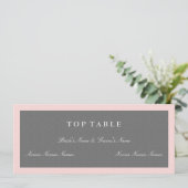 Grijs & Blush Roze Top Tafel Plankaart Kaart (Staand voorkant)