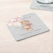 Grijs Blush Wake Beer ballonBaby shower Kartonnen Onderzetters (Schuin)