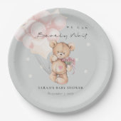 Grijs Blush Wake Beer ballonBaby shower Papieren Bordje (Voorkant)