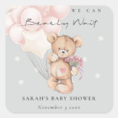 Grijs Blush Wake Beer ballonBaby shower Vierkante Sticker (Voorkant)