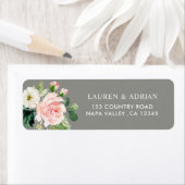 Grijs Blush Wit Bloemen Adres Retouradres Etiket (Insitu)