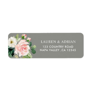 Grijs Blush Wit Bloemen Adres Retouradres Etiket