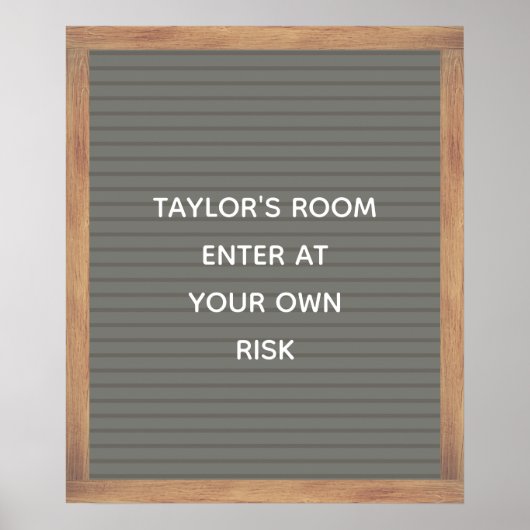 Grijs bord Aangepast bericht Poster grijs (Voorkant)