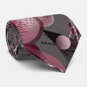 Grijs, bordeaux, wit abstract patroon. stropdas (Opgerold)