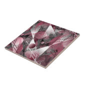 Grijs, bordeaux, wit abstract patroon. tegeltje (Zijkant)