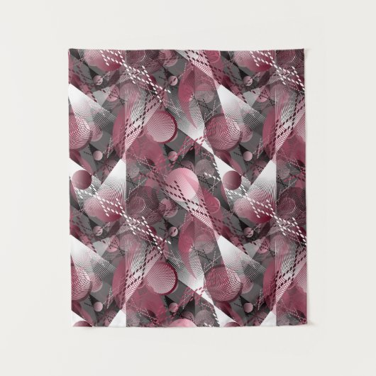 Grijs, bordeaux, wit abstract patroon. wandkleed (Voorkant)