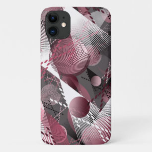 Grijs, bordeauxrood, wit abstract patroon. Case-Mate iPhone case