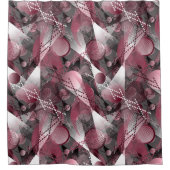 Grijs, bordeauxrood, wit abstract patroon. douchegordijn (Voorkant)