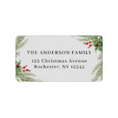 Grijs Botanisch Kerstmisadres Etiket (Voorkant)