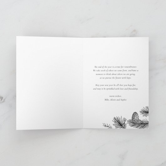 Grijs Botanisch Lijst Foto Kerst Feestdagen Kaart (Binnen)