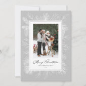 Grijs Botanische Kerstfoto Feestdagenkaart (Voorkant)