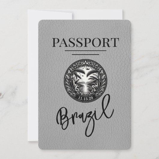 Grijs Brazilië paspoort Bewaar de datum Save The Date (Voorkant)