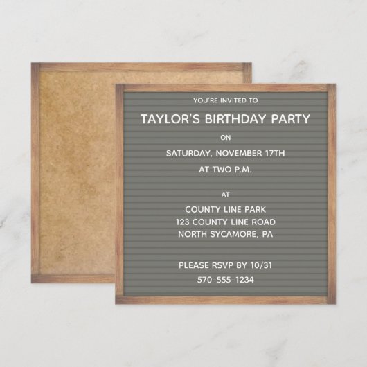 Grijs briefbord bord sign voor elke gelegenheid op kaart (Voorkant / Achterkant)