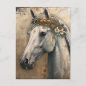 Grijs Briefkaart met bloemenkroon (Voorkant)