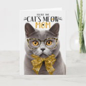 Grijs Brits Korthaar Kat Pet Mam op Moederdag Feestdagen Kaart (Voorkant)