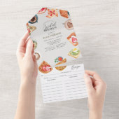 Grijs Bruids Brunch Waffels & Recept All In One Uitnodiging (Afscheurbaar)