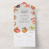 Grijs Bruids Brunch Waffels & Recept All In One Uitnodiging (Binnen)