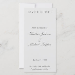 Grijs Bruiloft Professioneel Minimalist Plain Save The Date