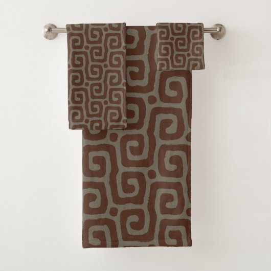 Grijs &Bruin Abstract Patroon Bad Handdoek (Insitu)