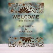 Grijs Bruin Bladpatroon Herfst bruiloft Acryl Bord (Neutraal)