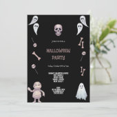 GRIJS BRUIN EN ZWART HALLOWEEN UITNODIGING (Staand voorkant)