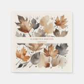 Grijs Bruin Maple Leaf Herfst Trouwpapier Servet (Voorkant)
