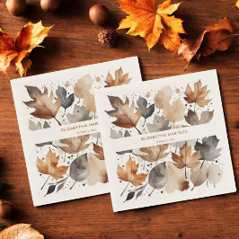 Grijs Bruin Maple Leaf Herfst Trouwpapier Servet