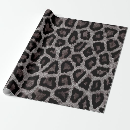 Grijs Bruin Zwart Leopard Dierenprint Cadeaupapier (Uitgerold)