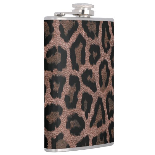 Grijs Bruin Zwart Leopard Dierenprint Heupfles (Rechts)