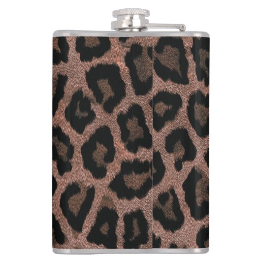 Grijs Bruin Zwart Leopard Dierenprint Heupfles (Achterkant)