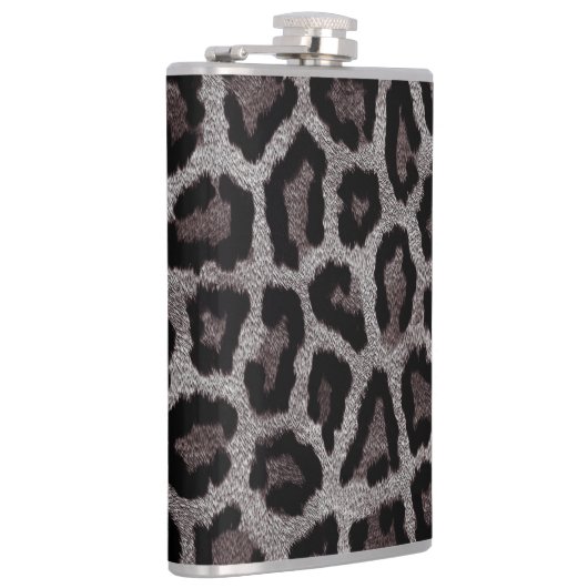 Grijs Bruin Zwart Leopard Dierenprint Heupfles (Rechts)