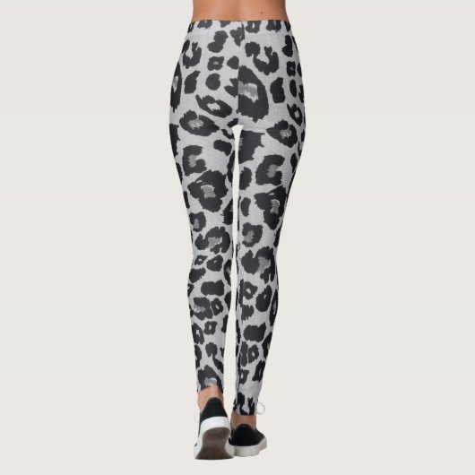 Grijs Bruin Zwart Leopard Dierenprint Leggings (Achterkant)
