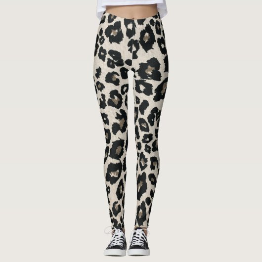 Grijs Bruin Zwart Leopard Dierenprint Leggings (Voorkant)