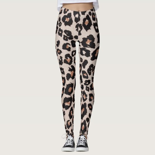 Grijs Bruin Zwart Leopard Dierenprint Leggings (Voorkant)