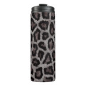 Grijs Bruin Zwart Leopard Dierenprint Thermosbeker (Voorkant)