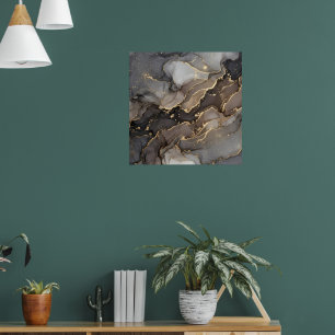 Grijs Bruine Abstracte Marmeren Steen Textuur Muur Poster