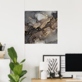 Grijs Bruine Abstracte Marmeren Steen Textuur Muur Poster (Thuiskantoor)