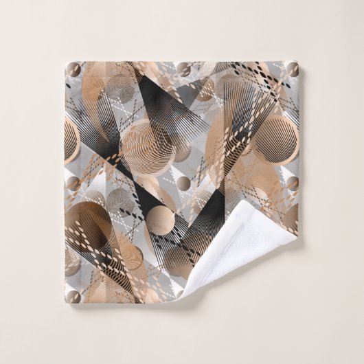 Grijs, bruine abstractie, badhanddoekset bad handdoek (Wasdoekje)