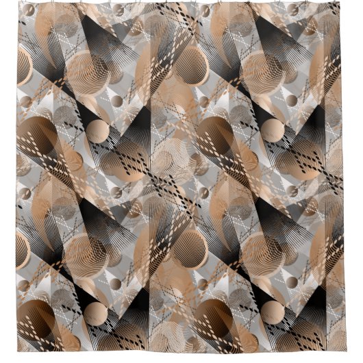 Grijs, bruine abstractie. douchegordijn (Voorkant)