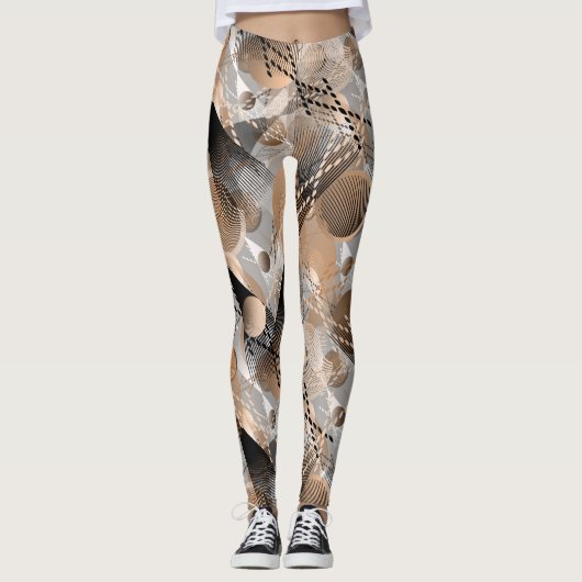 Grijs, bruine abstractie. leggings (Voorkant)