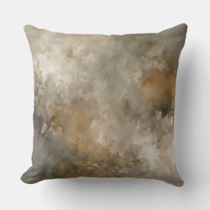 Grijs Bruine Beige Abstract Vlekkerig Print Kussen