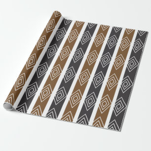 Grijs Bruine Geometrische Diamant Strepen Cadeaupapier