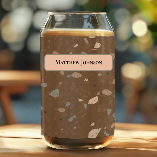 Grijs Bruine Glas Chips Bruin Retro Terrazzo Patro