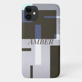 Grijs Bruine Kleurblok Geometrisch Gepersonaliseer Case-Mate iPhone Case