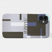 Grijs Bruine Kleurblok Geometrisch Gepersonaliseer Case-Mate iPhone Case (Achterkant (horizontaal))