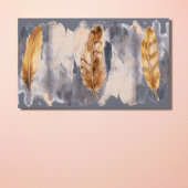 Grijs Bruine Veren Watercolor Canvas Print
