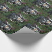 Grijs Bruine Witte Kat met Groene Ogen Cadeaupapier (Hoek)