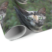 Grijs Bruine Witte Kat met Groene Ogen Cadeaupapier (Rol Hoek)