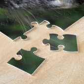 Grijs Bruine Witte Kat met Groene Ogen Legpuzzel (Zijkant)