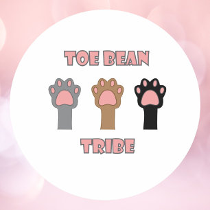 Grijs Bruine Zwarte Kittypoot Afdruk Teenbonen Ronde Sticker